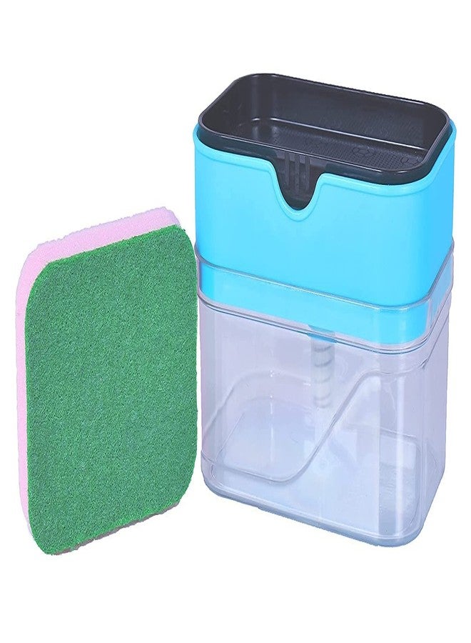 XML Liquid Soap Pump Dispenser and Sponge Holder for Kitchen Sink and Bathroom Accessories Organizer Set Dishwasher Liquid Holder 400 ml Kitchen Accessories Gadgets Tools(Sky Blue) - Image 5